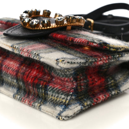 Miu Miu Wool Plaid Crystal Embellished Shoulder Bag Blue 10 of 10