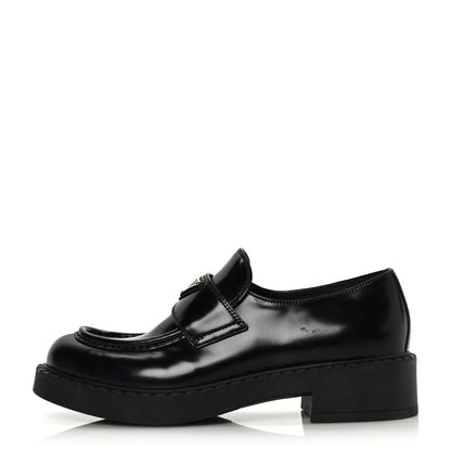 Prada Spazzolato Metal Triangle Logo 50mm Loafers 41 Black 1 of 8