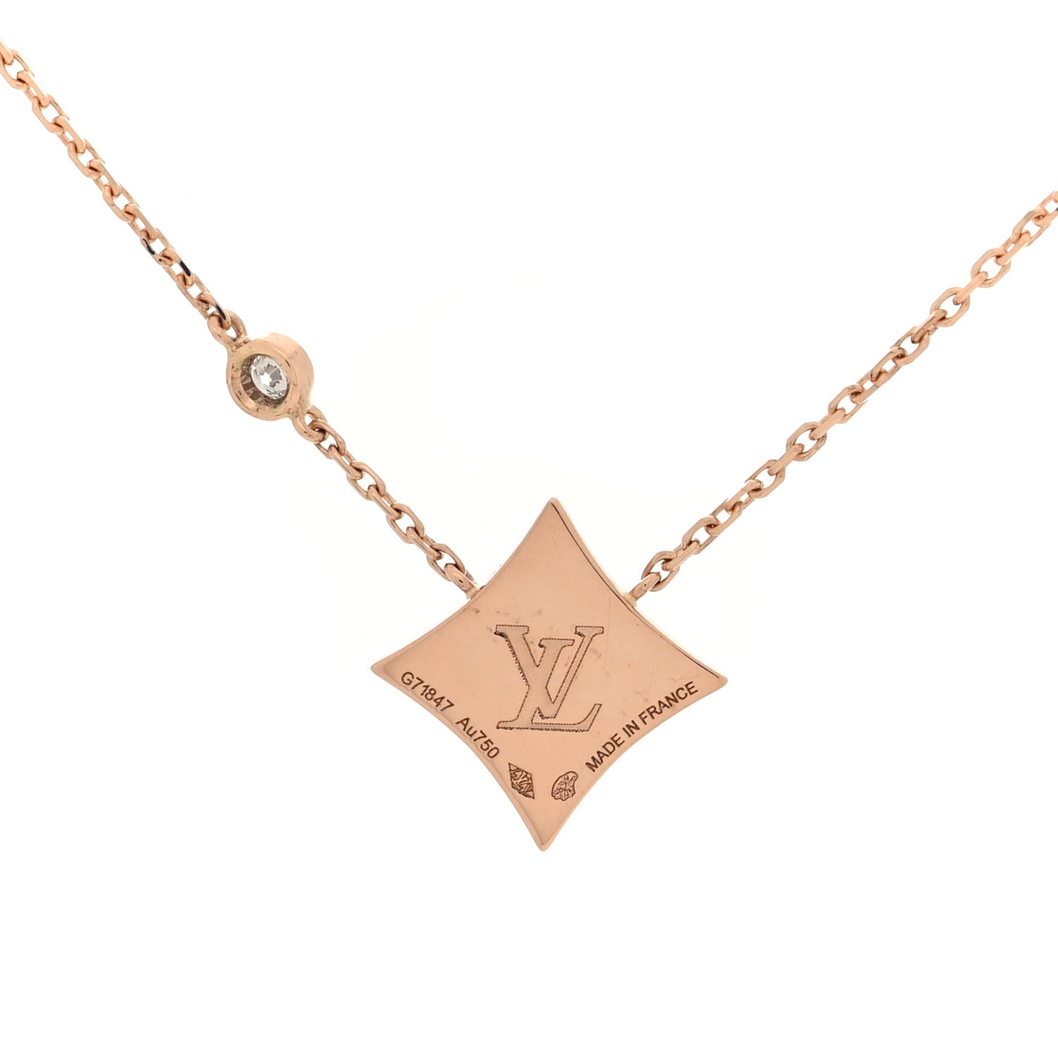 Louis Vuitton 18K Pink Gold Diamond Pink Mother of Pearl Color Blossom BB Star Pendant Necklace 4 of 5