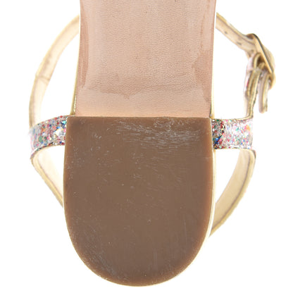 Chanel Metallic Lambskin Glitter Gripoix CC Sandals 38.5 Gold 9 of 13