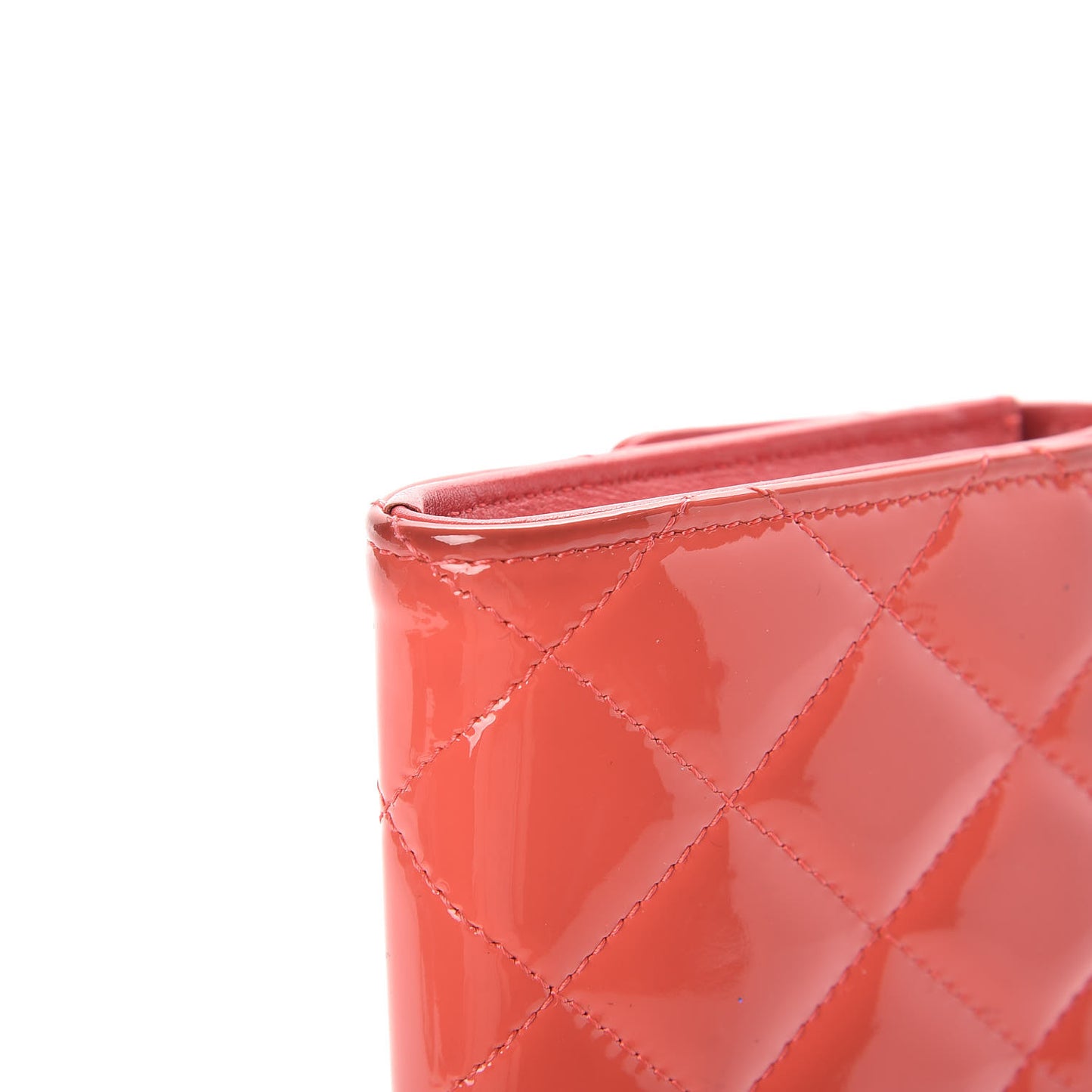 Patent Calfskin Quilted Large Flap Wallet Dark Pink