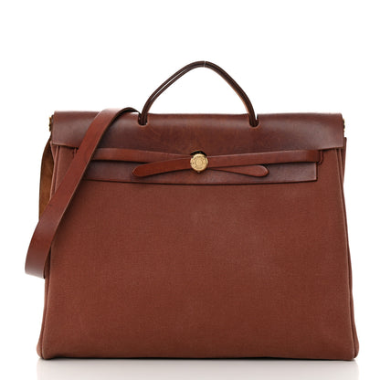 Hermes Toile Vache Calfskin Herbag 40 GM Natural 1 of 18
