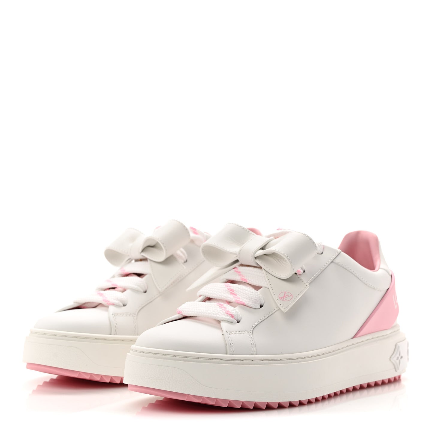 Calfskin Time Out Bow Sneakers 38 White Pink