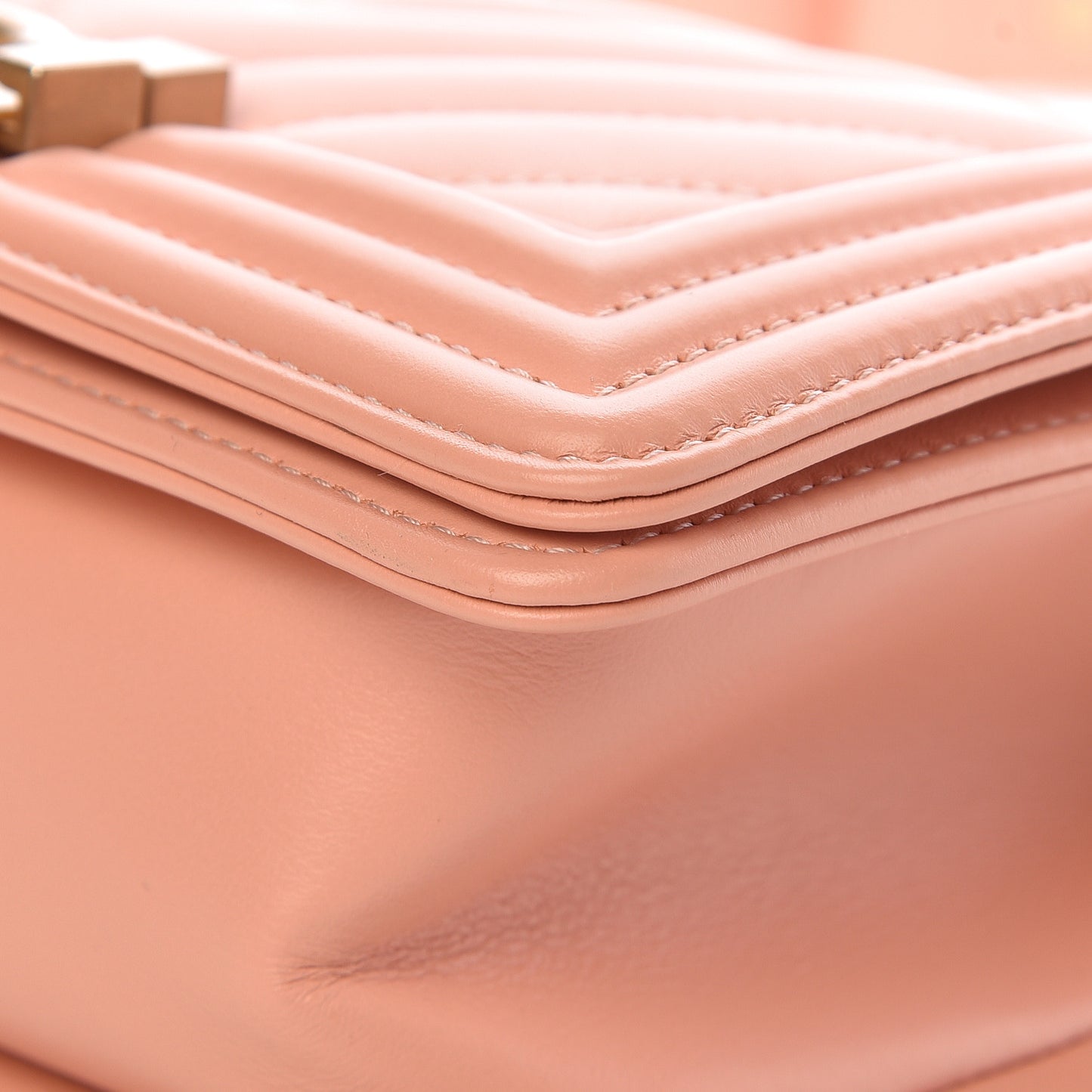 Calfskin Chevron Quilted Small Boy Flap Light Pink