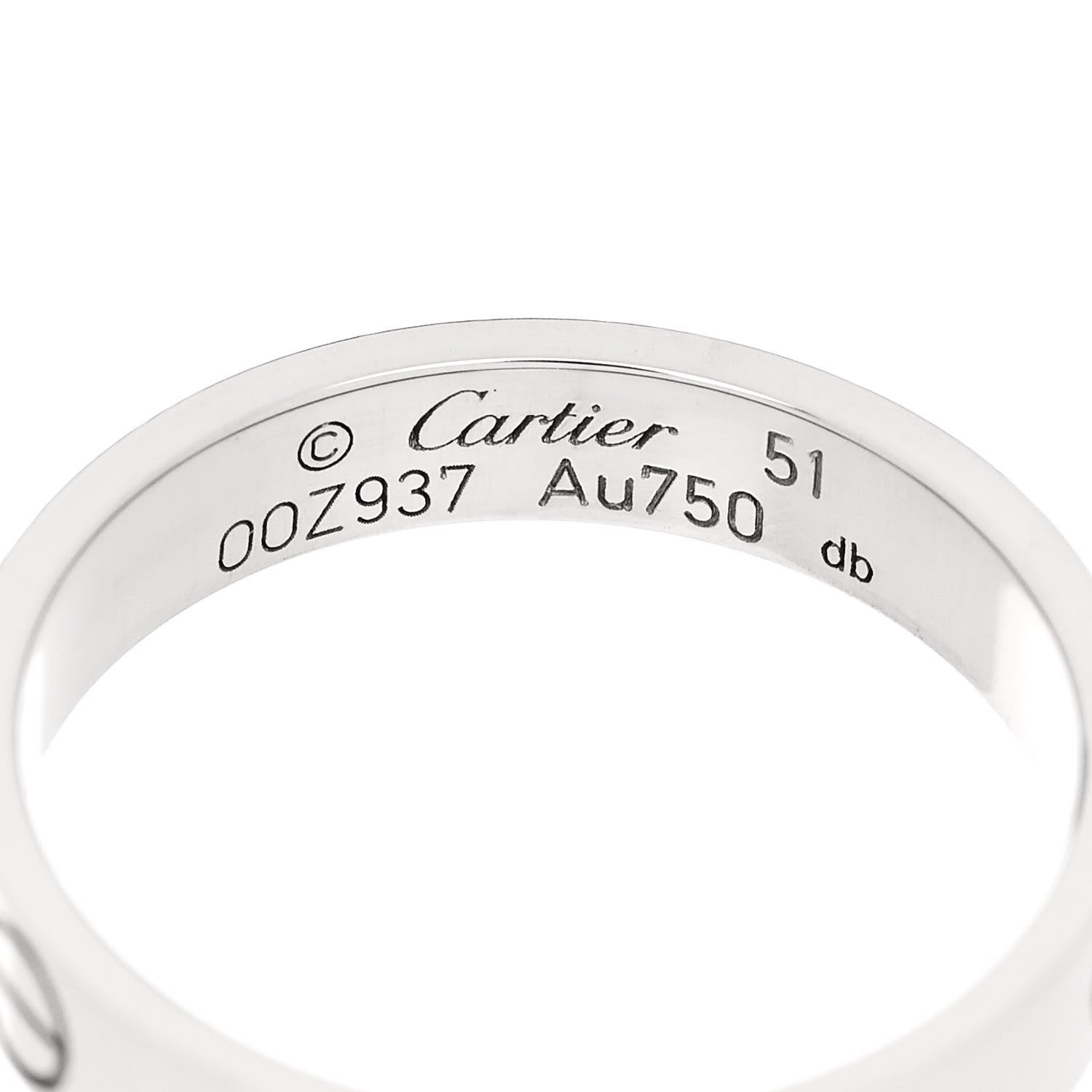Cartier 18K White Gold 3.5mm LOVE Wedding Band Ring 51 5.75 4 of 5