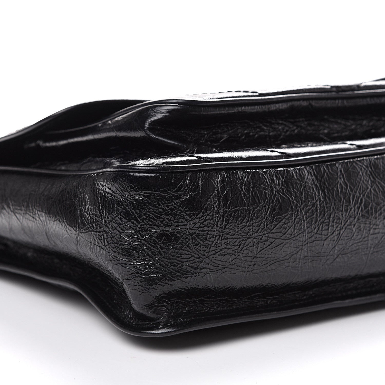 Saint Laurent Crinkled Calfskin Matelasse Monogram Large Niki Chain Satchel Black 7 of 9