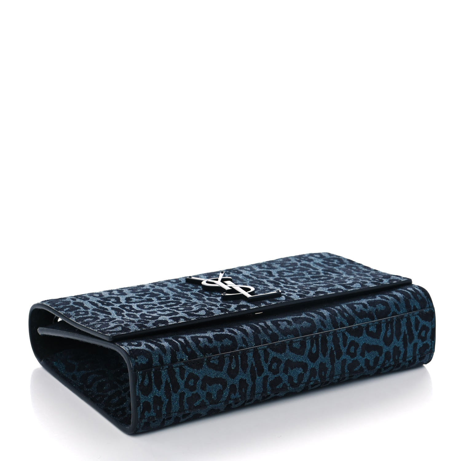 Saint Laurent Glitter Leopard Small Monogram Kate Satchel Blue 4 of 9