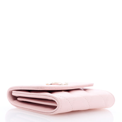 Chanel Caviar Quilted Crystal Enamel Flap Card Holder Pink 4 of 7