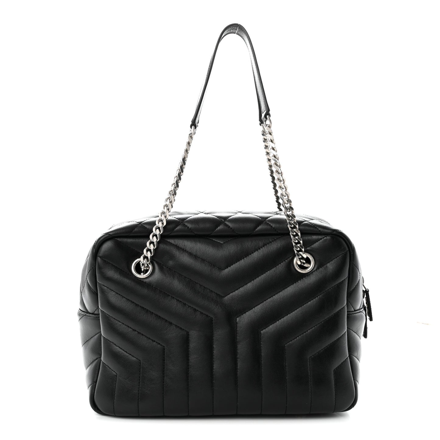 Calfskin Y Quilted Monogram Medium Loulou Bowling Bag Black