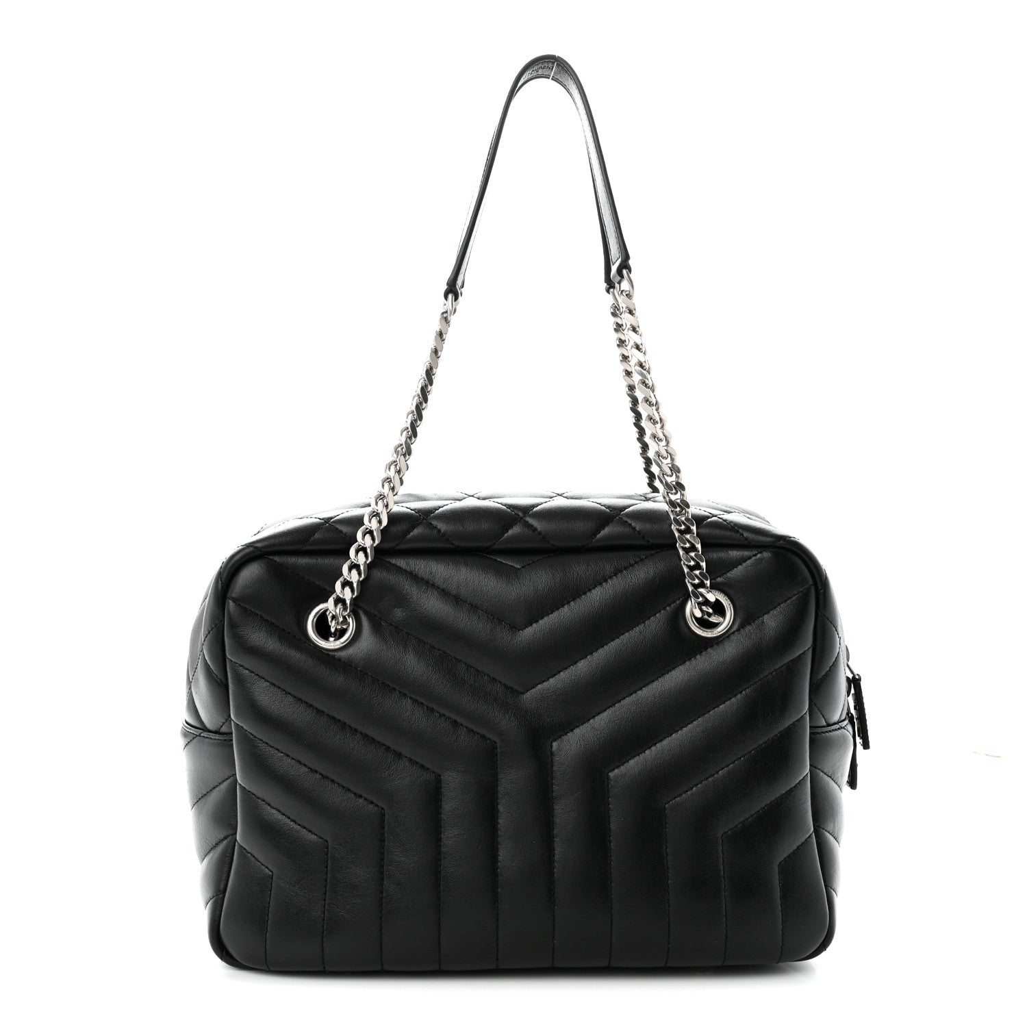Saint Laurent Calfskin Y Quilted Monogram Medium Loulou Bowling Bag Black 1 of 10