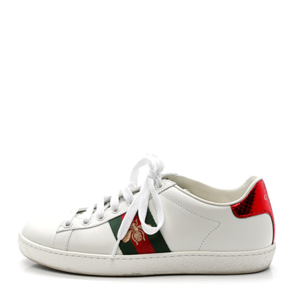 Gucci Calfskin Ayers Bee Embroidered Womens Ace Sneakers 36 White Green 1 of 10