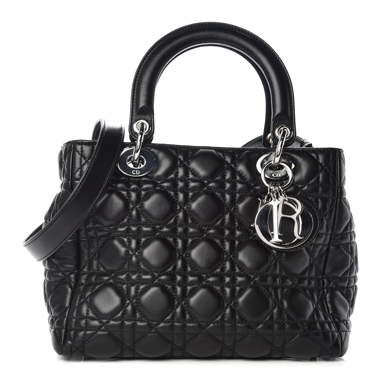 Christian Dior Lambskin Cannage Medium Lady Dior Black 1 of 11