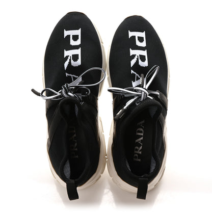 Prada Knit Fabric Womens Logo Sneakers 36 Black White 2 of 9