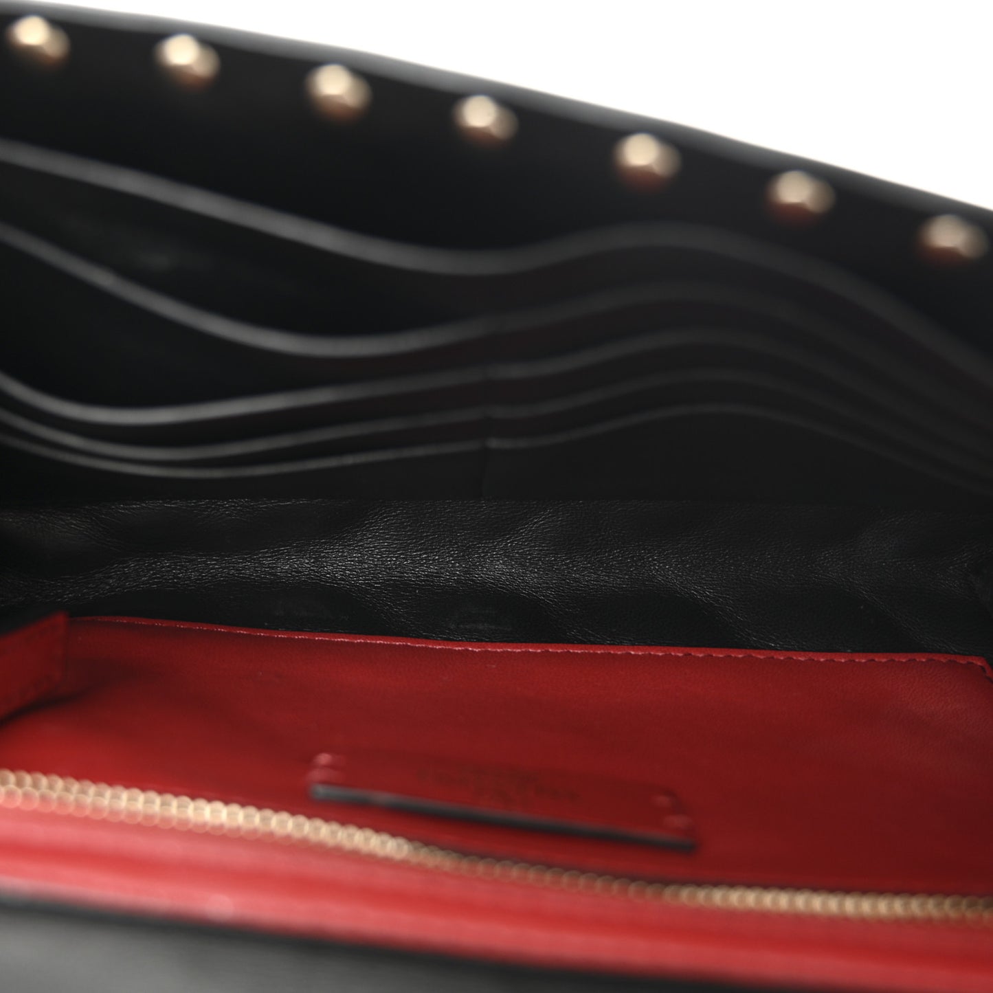 Lambskin Rockstud Spike Wallet on Chain Black