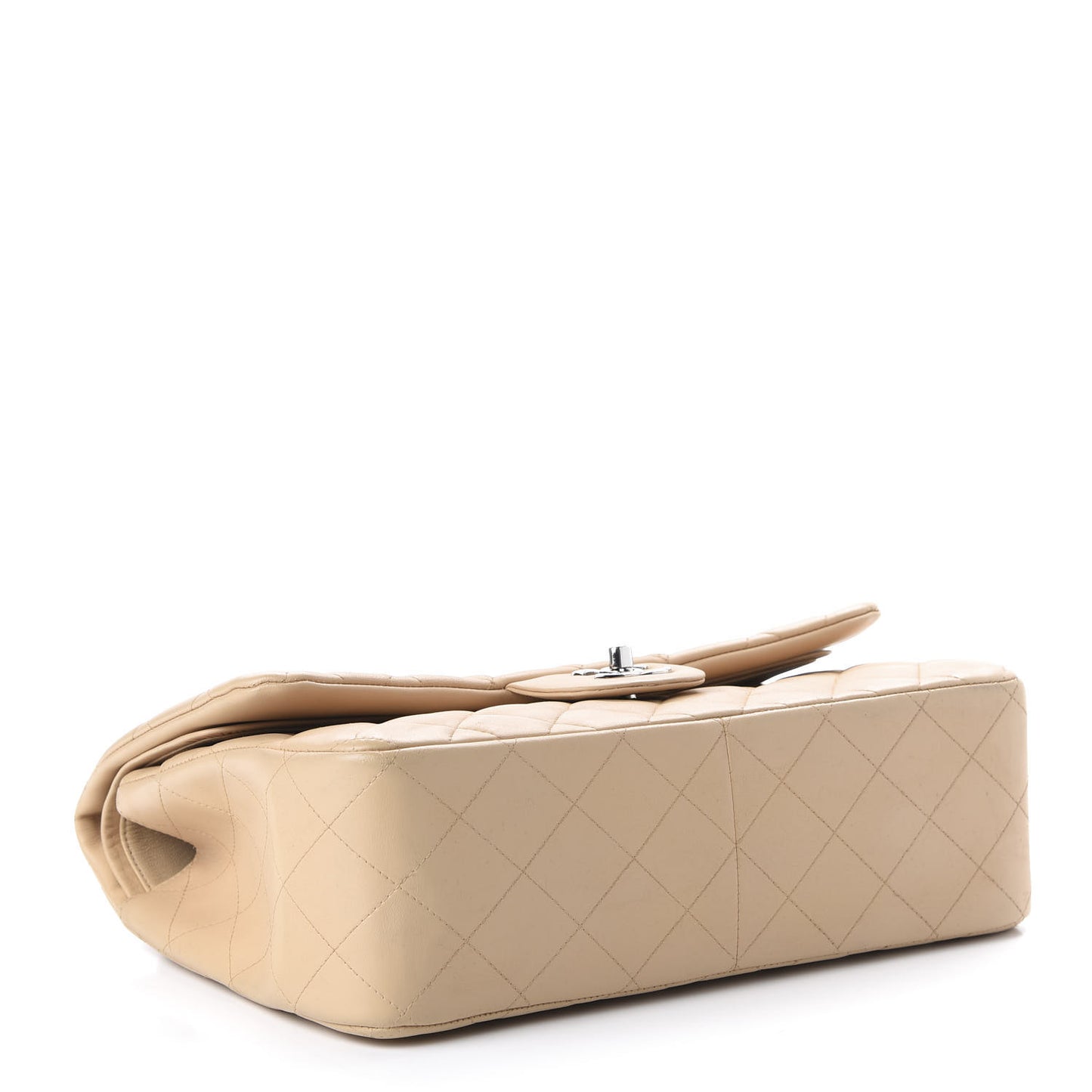 Lambskin Quilted Jumbo Double Flap Beige Clair