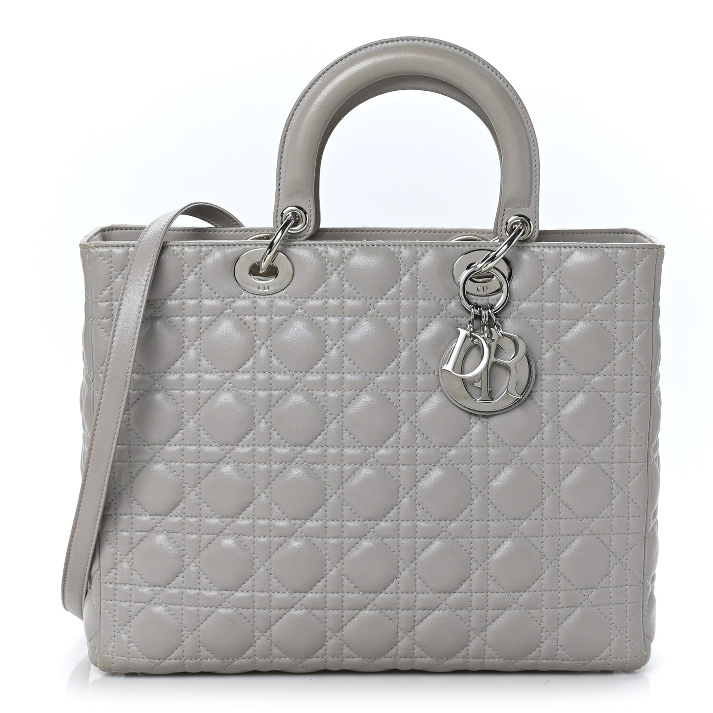 Lambskin Cannage Large Lady Dior Light Grey