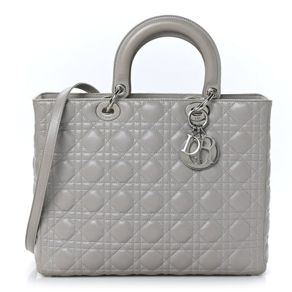 Christian Dior Lambskin Cannage Large Lady Dior Light Grey 1 of 9