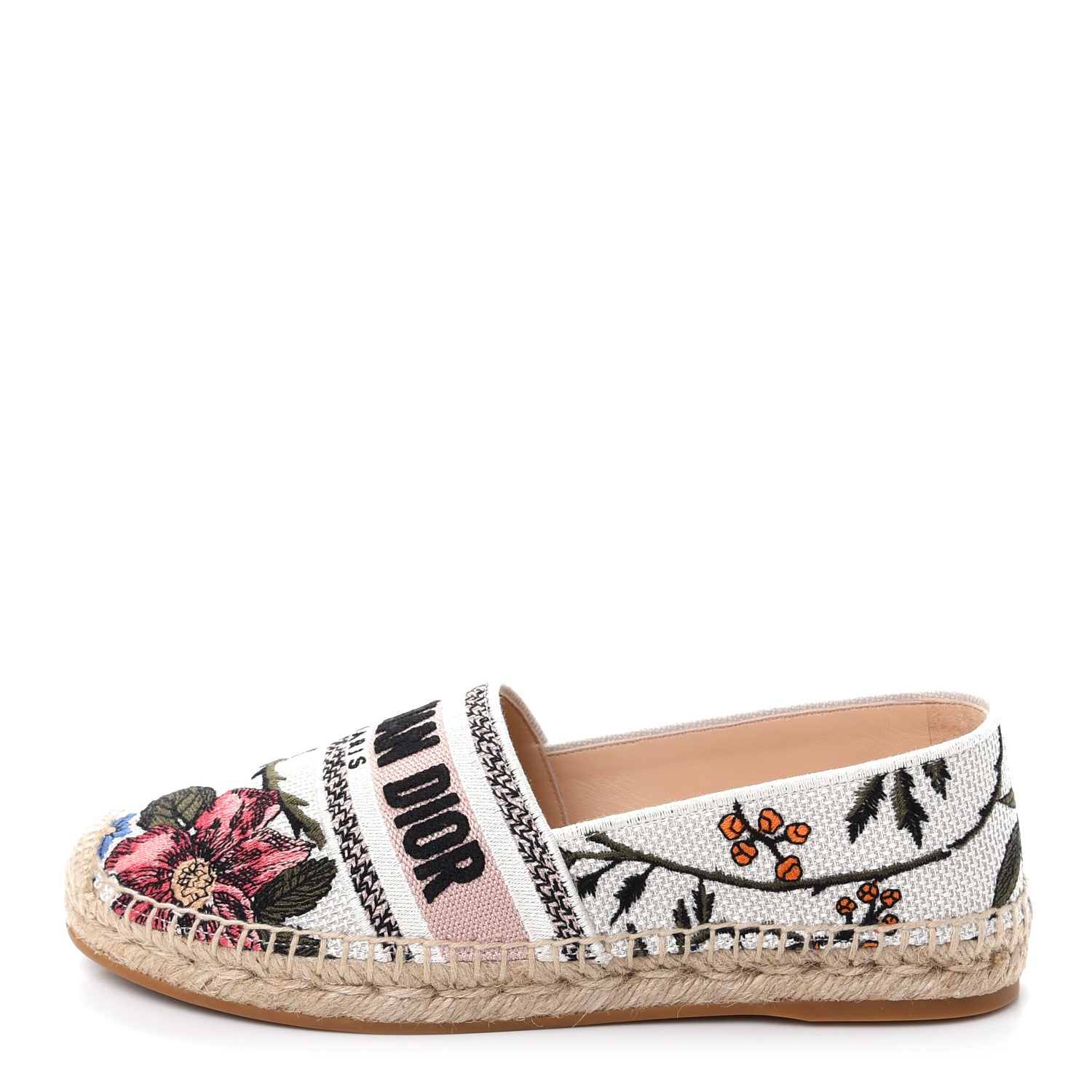 Christian Dior Canvas Rose Mutabilis Embroidered Granville Espadrilles 37 Multicolor 1 of 11