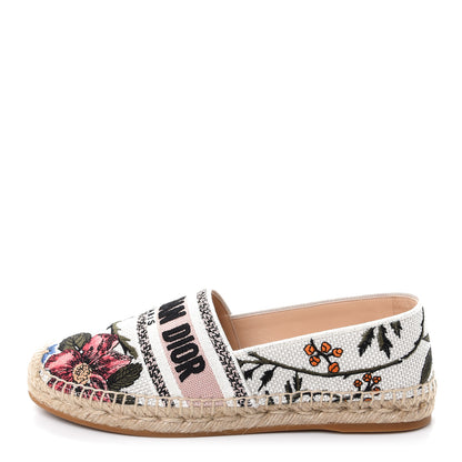 Christian Dior Canvas Rose Mutabilis Embroidered Granville Espadrilles 37 Multicolor 1 of 11