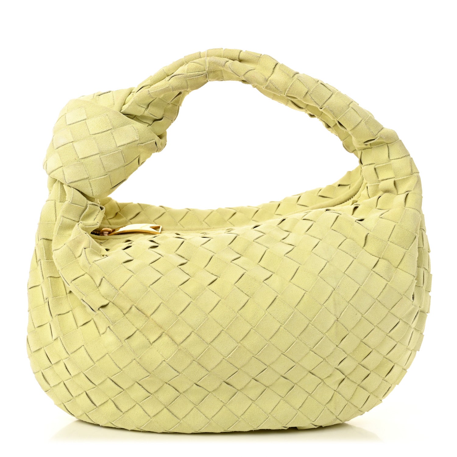 Bottega Veneta Suede Calfskin Intrecciato Teen Jodie Hobo Lemon Wash 1 of 10