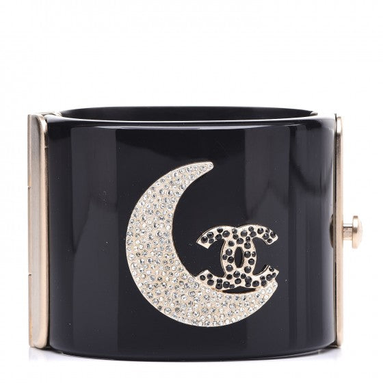 Resin Crystal Moon CC Wide Cuff Black