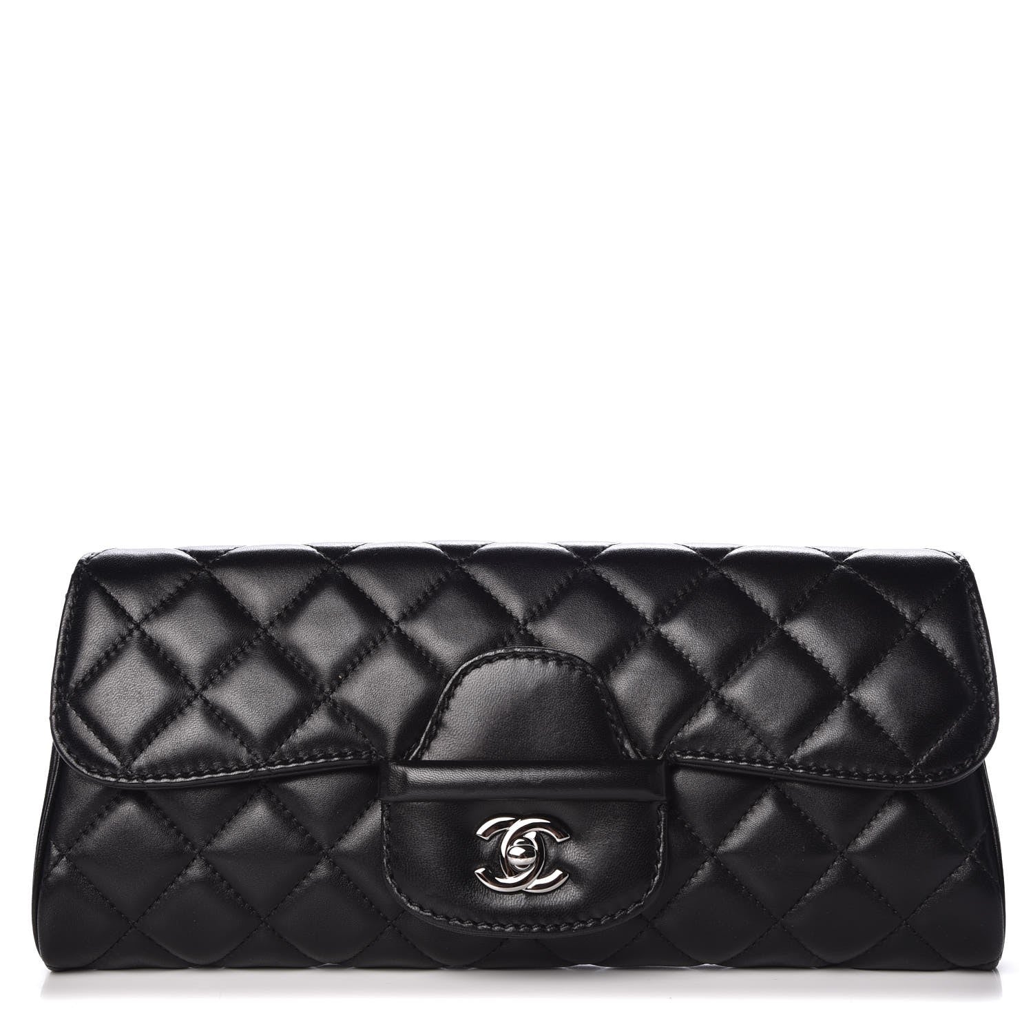 Chanel Lambskin Quilted Large Flap Clutch Black 1 of 9