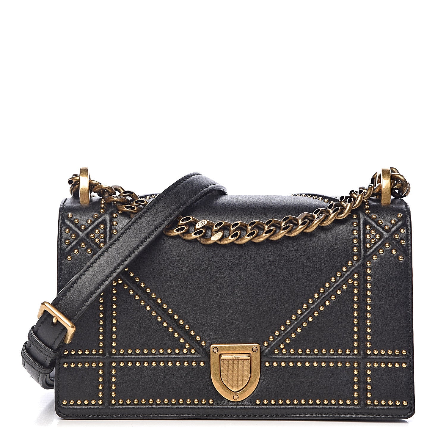 Christian Dior Calfskin Studded Small Diorama Flap Bag Black 1 of 11
