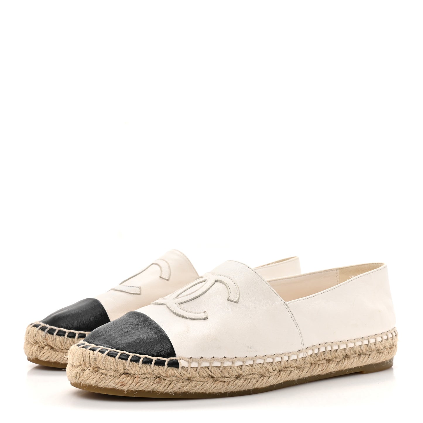 Lambskin CC Espadrilles 37 White Black