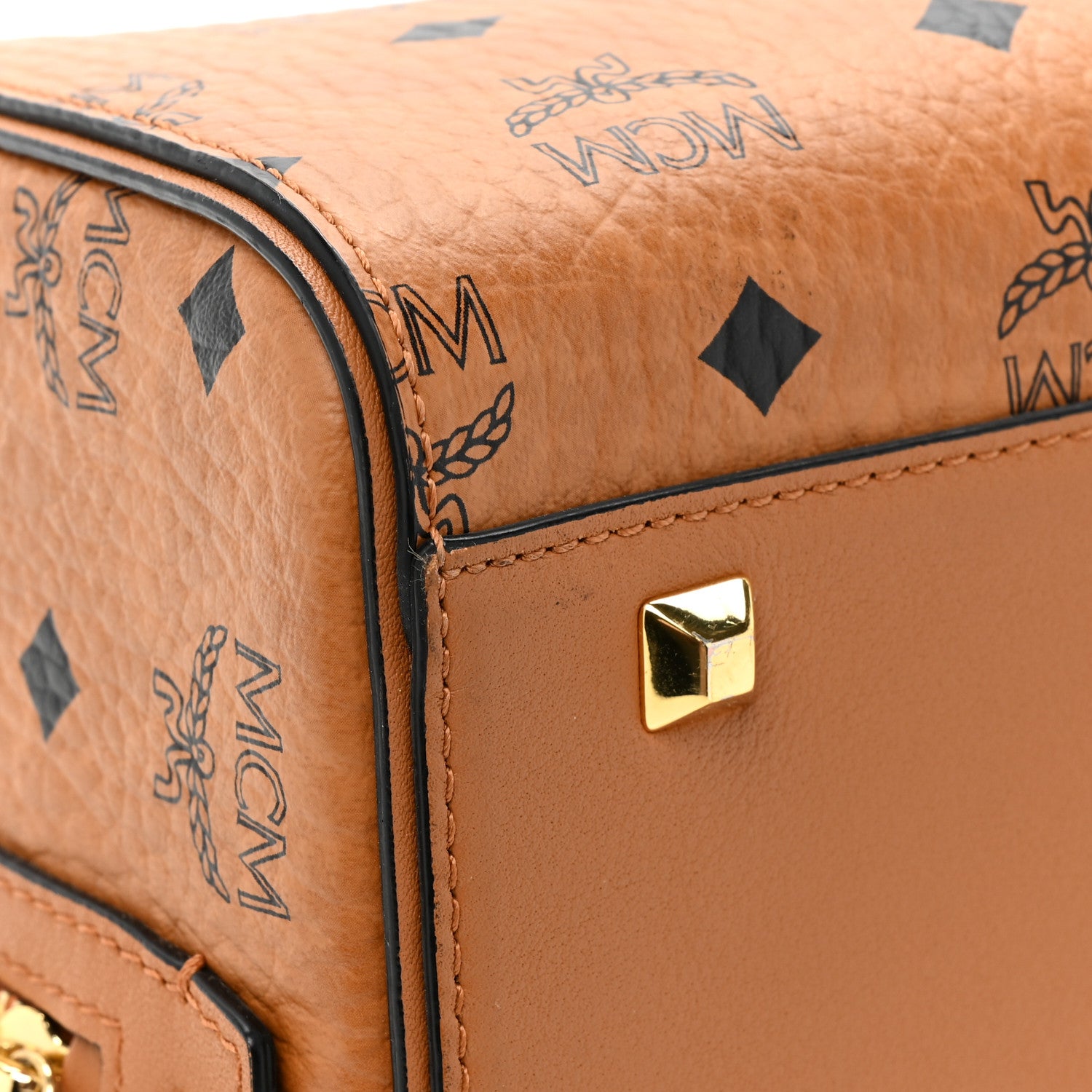 MCM Visetos Medium Boston Bag Cognac 10 of 11