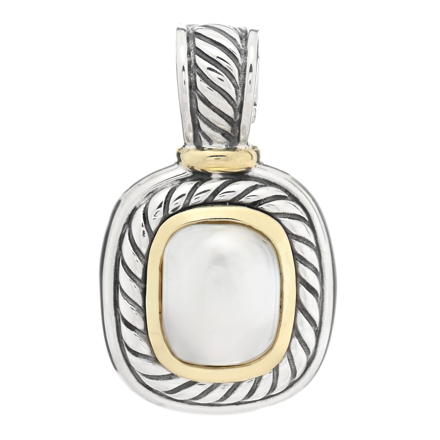 Sterling Silver 14K Yellow Gold Pearl 10mm Albion Enhancer Pendant