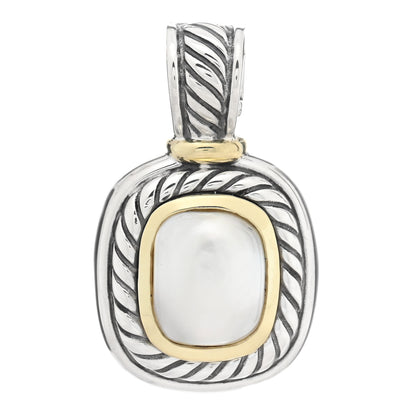 David Yurman Sterling Silver 14K Yellow Gold Pearl 10mm Albion Enhancer Pendant 1 of 3