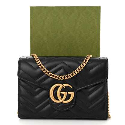 Gucci Calfskin Matelasse GG Marmont Chain Wallet Black 12 of 12