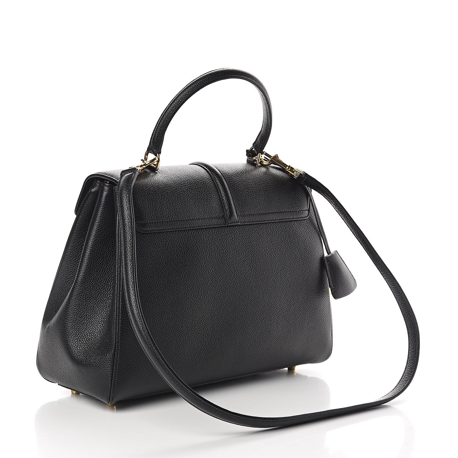 Celine Grained Calfskin Classique 16 Top Handle Bag Black 2 of 8