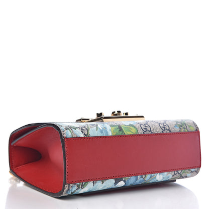 Gucci GG Supreme Monogram Blooms Small Padlock Shoulder Bag Beige Blue Navy Hibiscus Red 4 of 10
