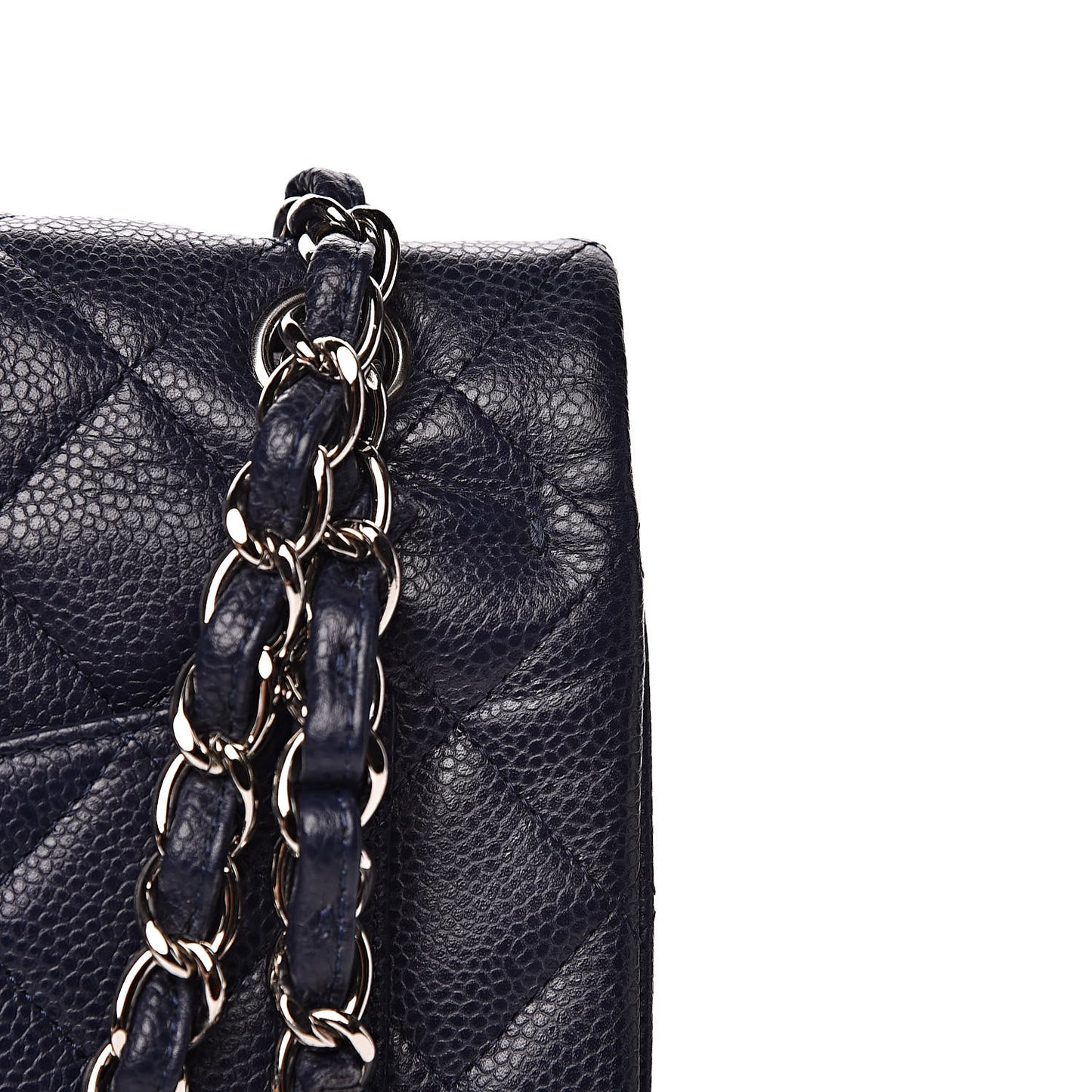Caviar Quilted Maxi Double Flap Navy Blue