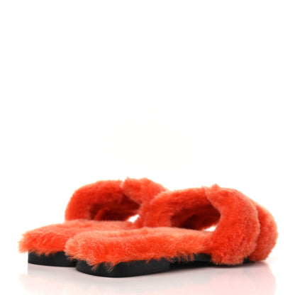Hermes Woolskin Oran Sandals 35.5 Orange 4 of 8