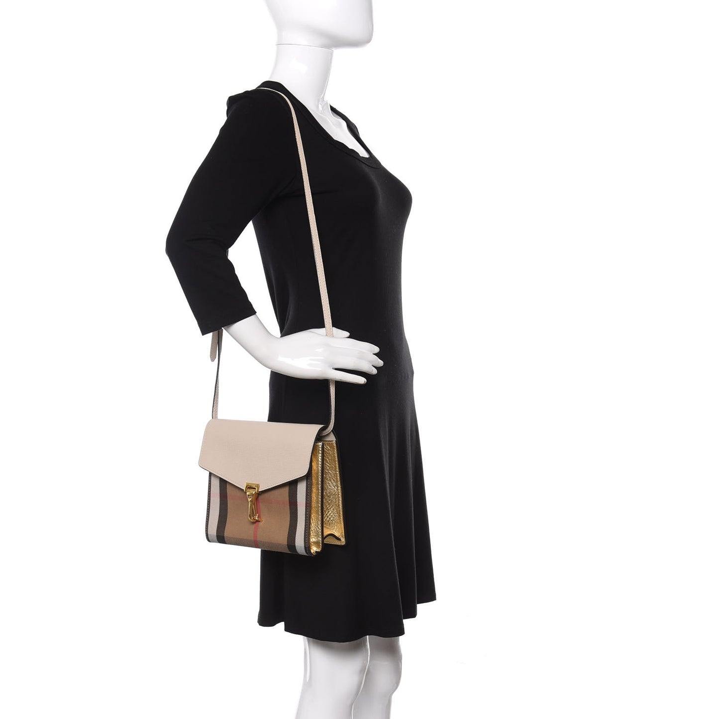Derby Calfskin House Check Small Macken Crossbody Bag Limestone