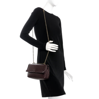 Bottega Veneta Nappa Intrecciato Baby Olimpia Shoulder Bag Dark Barolo 2 of 8