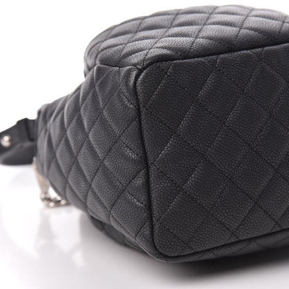 Chanel Caviar Flat Quilted CC Chain Bucket Drawstring Bag Black 5 of 15