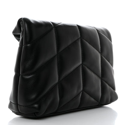 Saint Laurent Lambskin Monogram Loulou Puffer Pouch Clutch Black 4 of 8