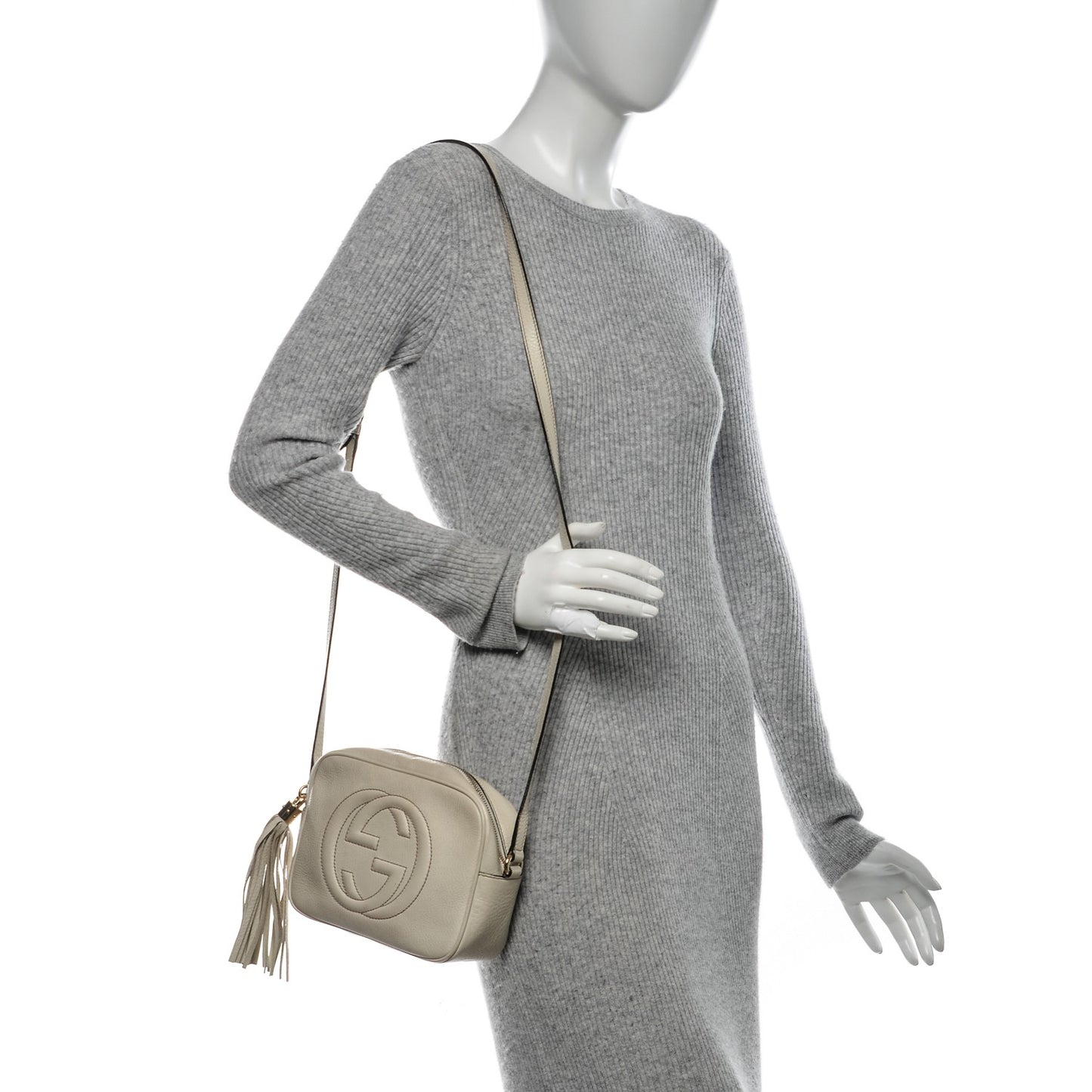 Pebbled Calfskin Small Soho Disco Bag Off White