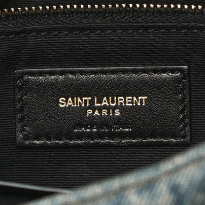 Saint Laurent Denim Quilted Small Loulou Puffer Monogram Chain Satchel Blue Cinnamon 6 of 9