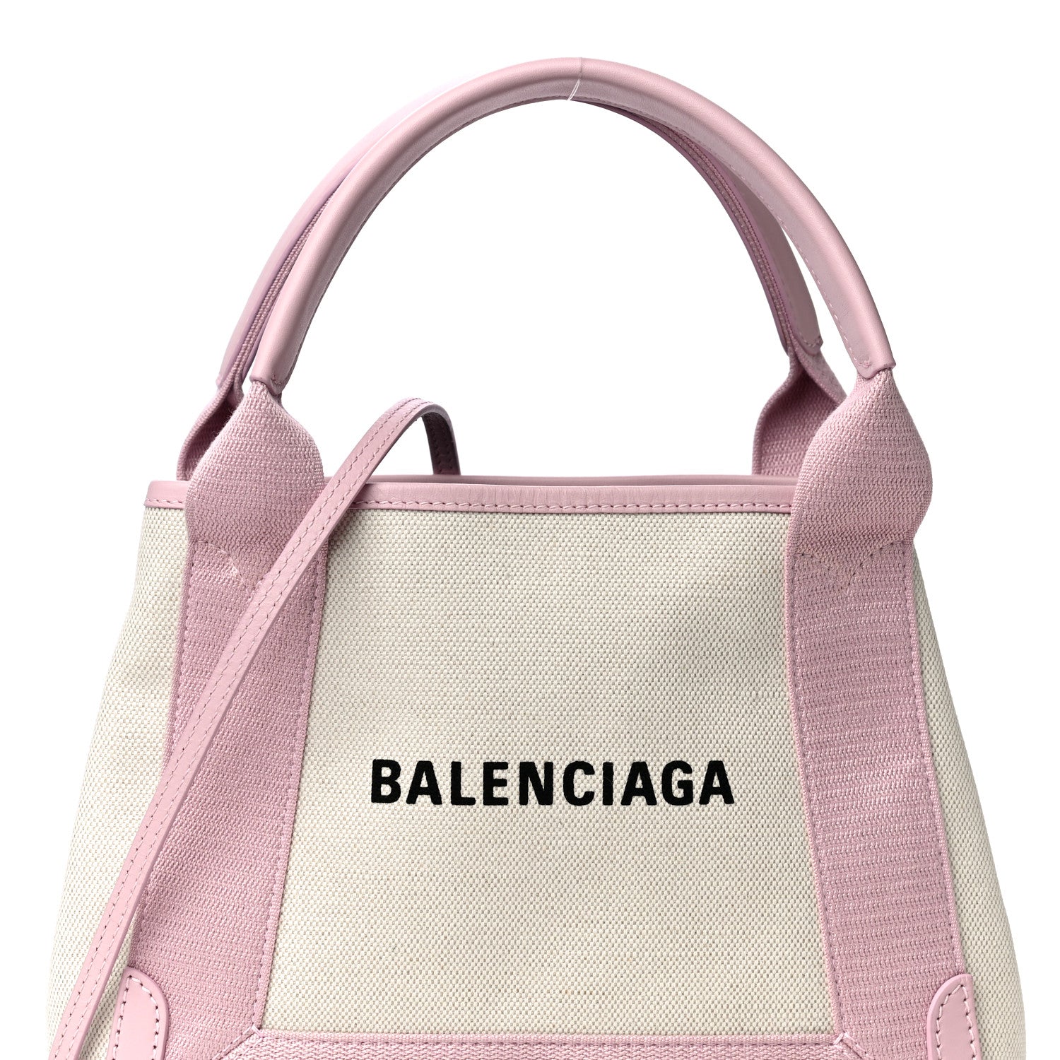 Balenciaga Cotton Canvas Satin Calfskin Navy Cabas XS Natural Pink 9 of 16