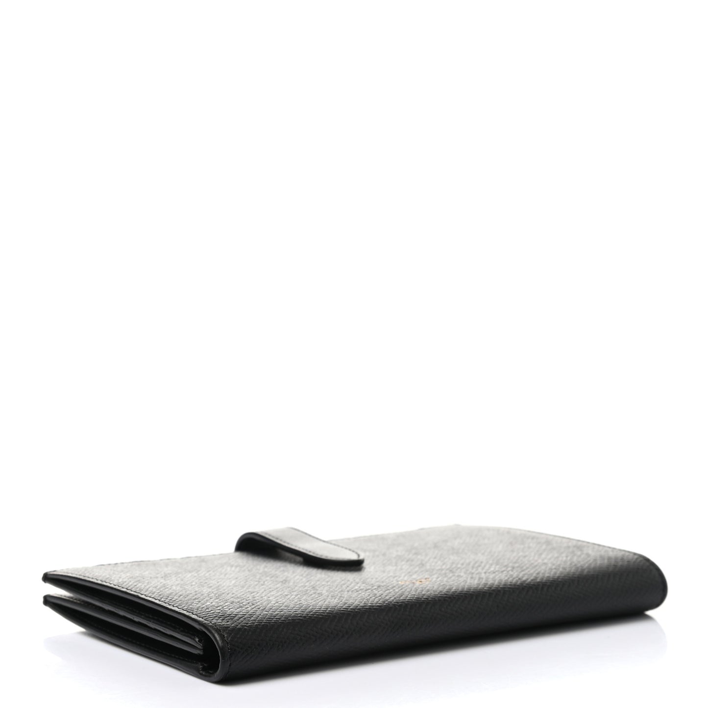 Grained Calfskin Large Multifunction Strap Wallet Black