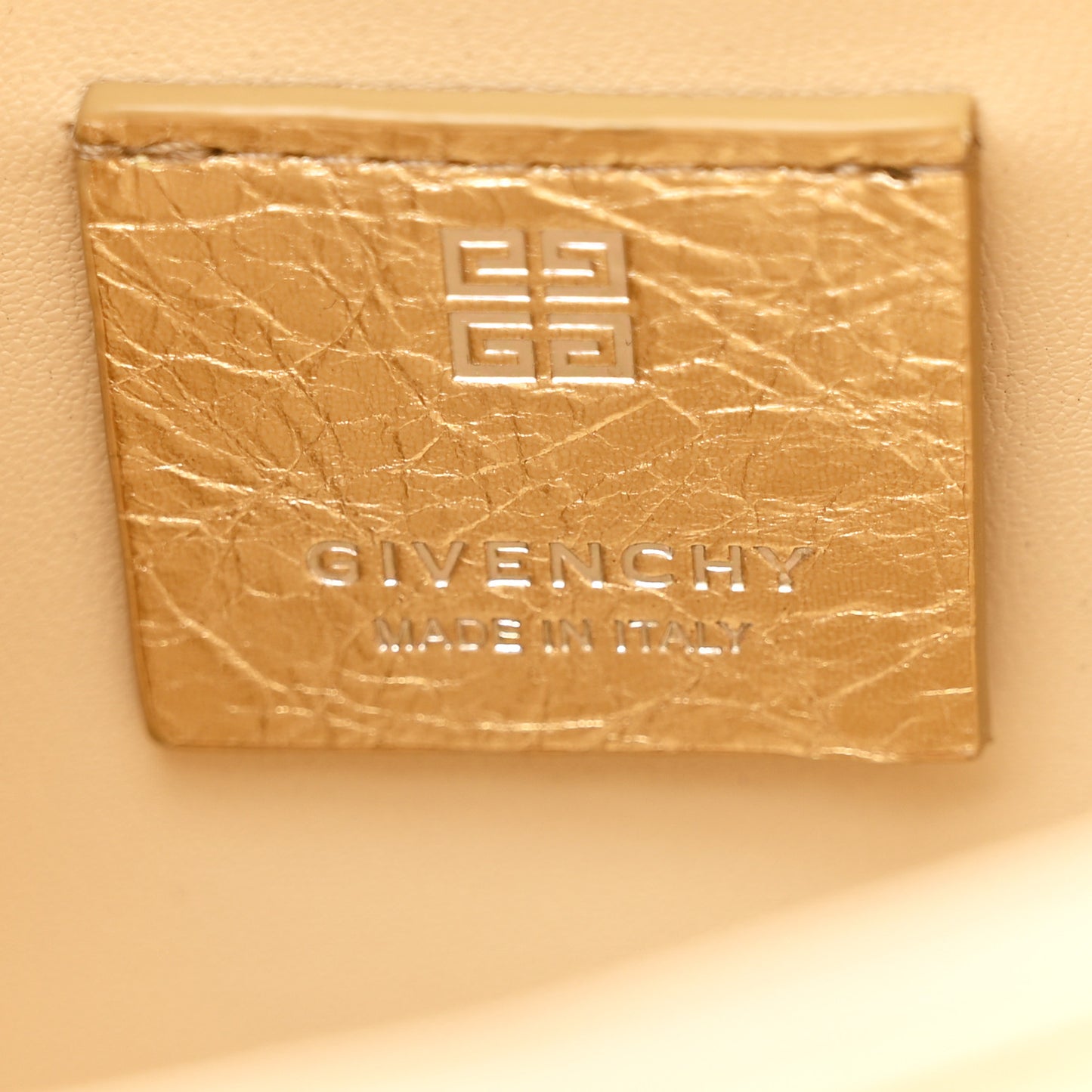 Metallic Tumbled Calfskin Nano Voyou Bag Golden Sand