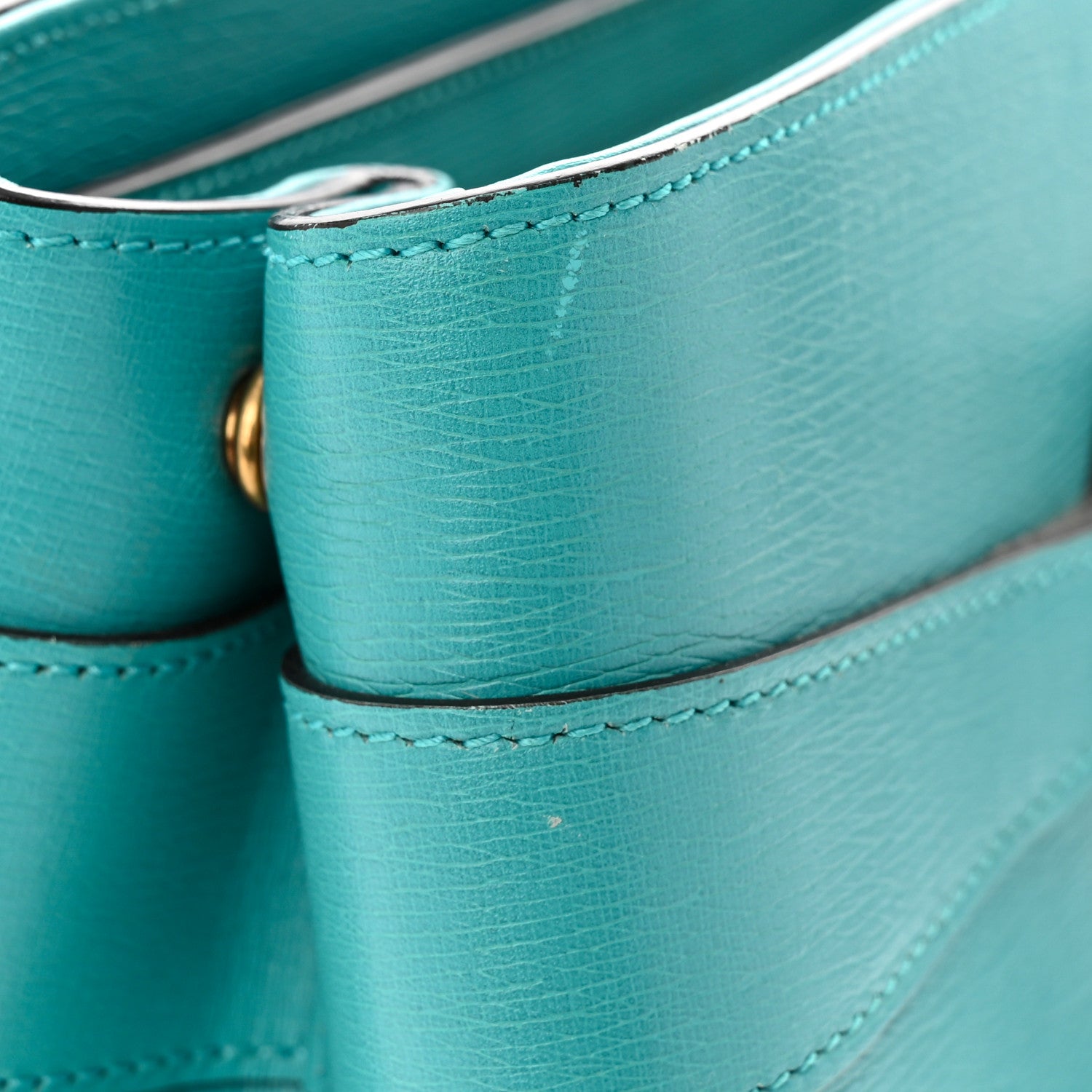 Gucci Textured Calfskin Medium Bright Bit Tote Blue 17 of 19