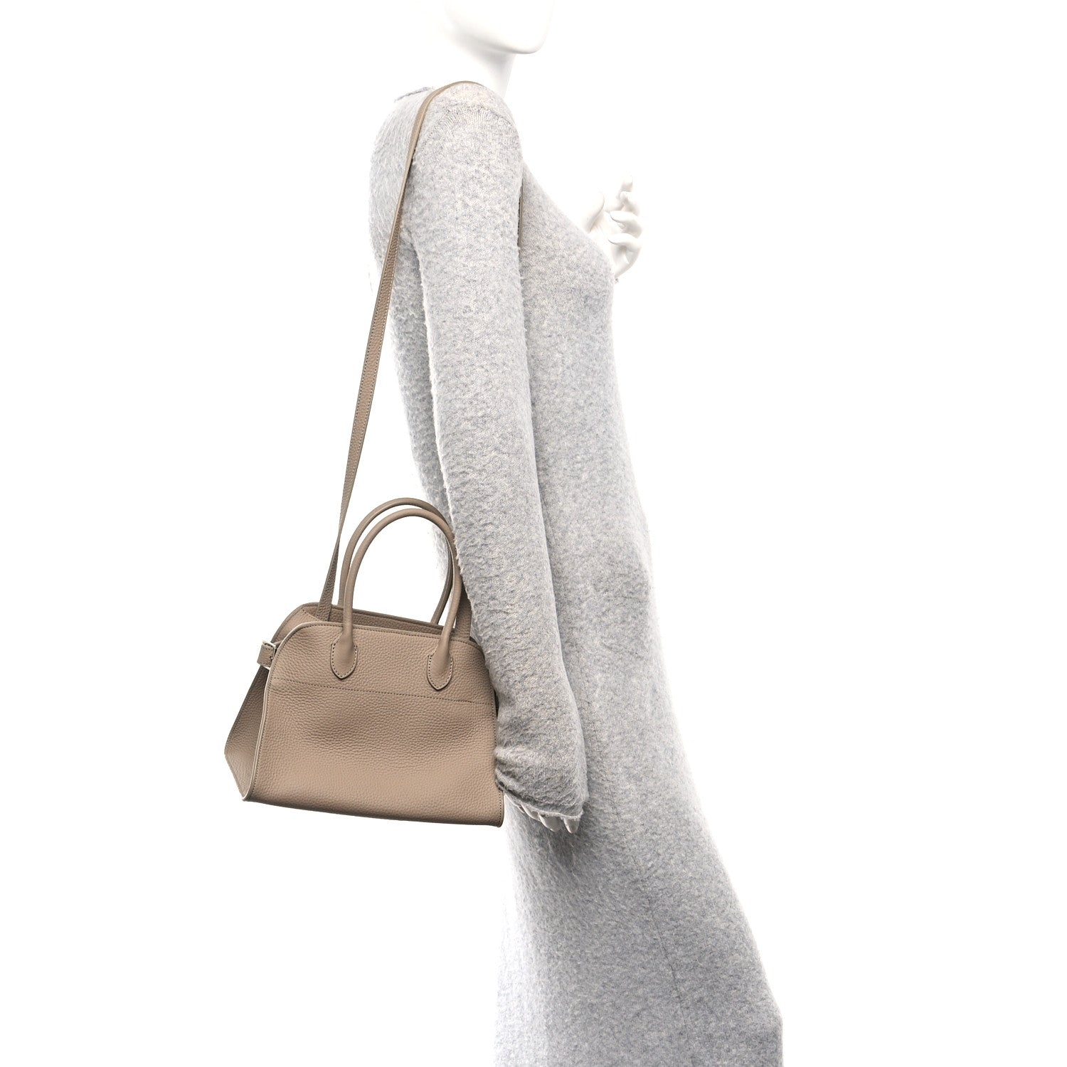 The Row Grained Calfskin Soft Margaux 10 Bag Dark Taupe 2 of 11