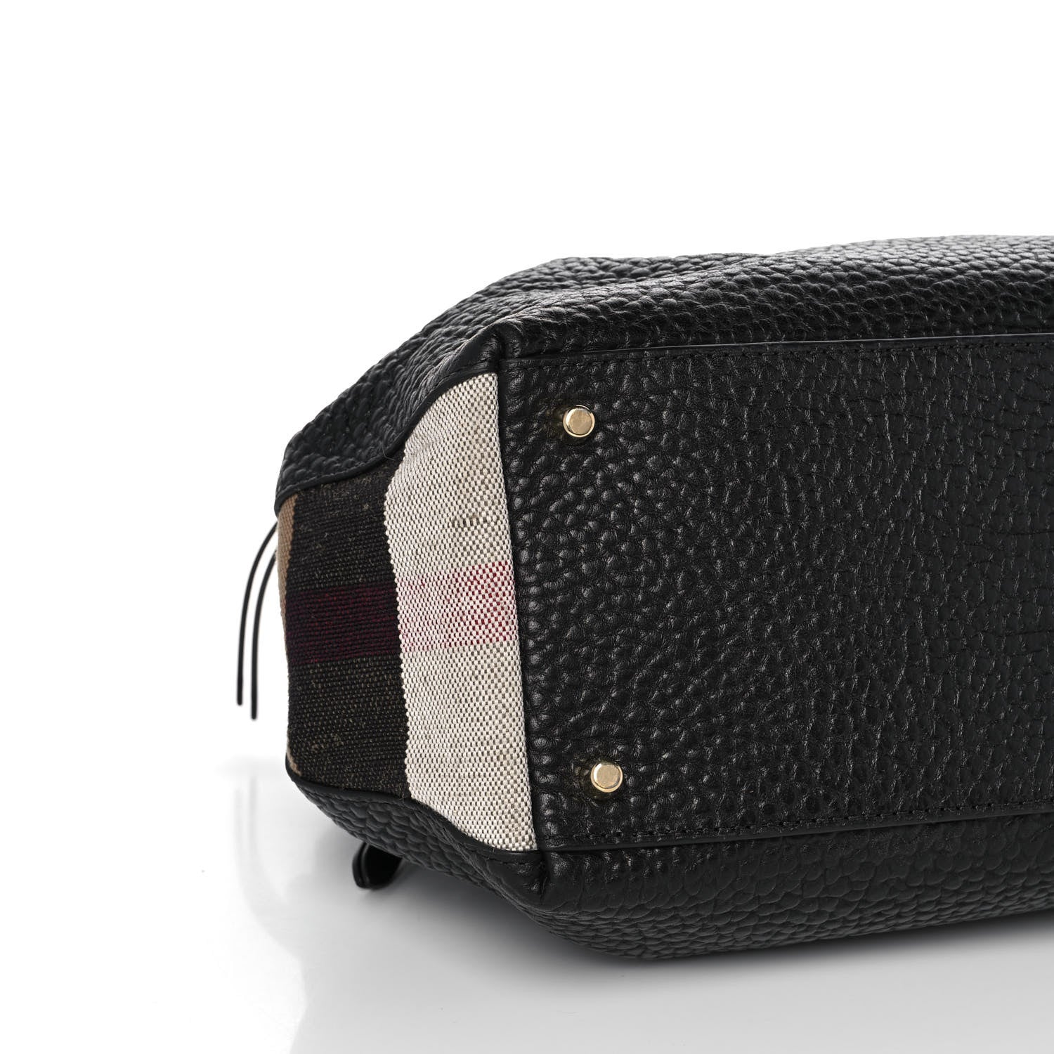 Burberry Grainy Calfskin House Check Small Maidstone Black 8 of 10
