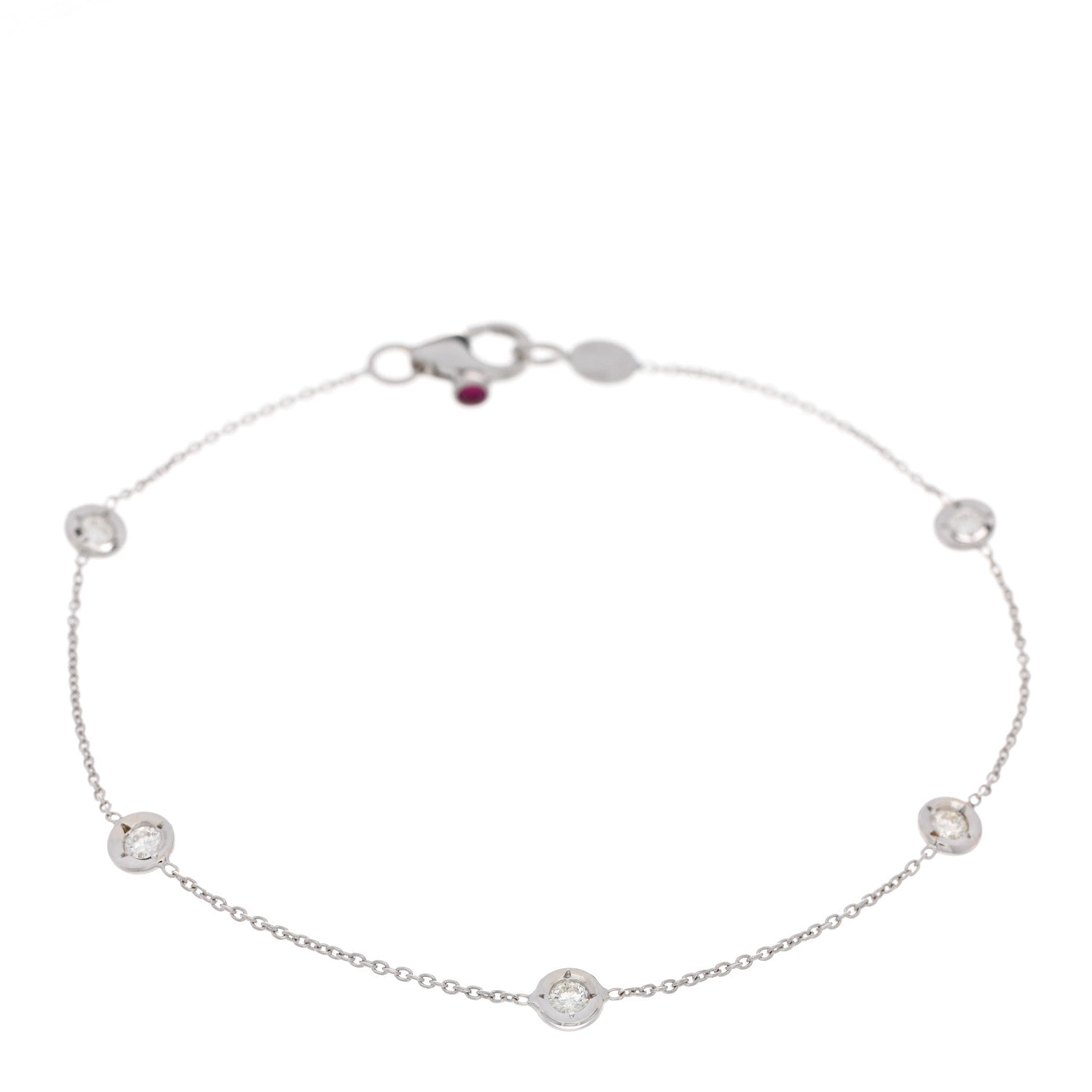Roberto Coin 18K White Gold Diamond By the Inch Five Station Bracelet 1 of 3