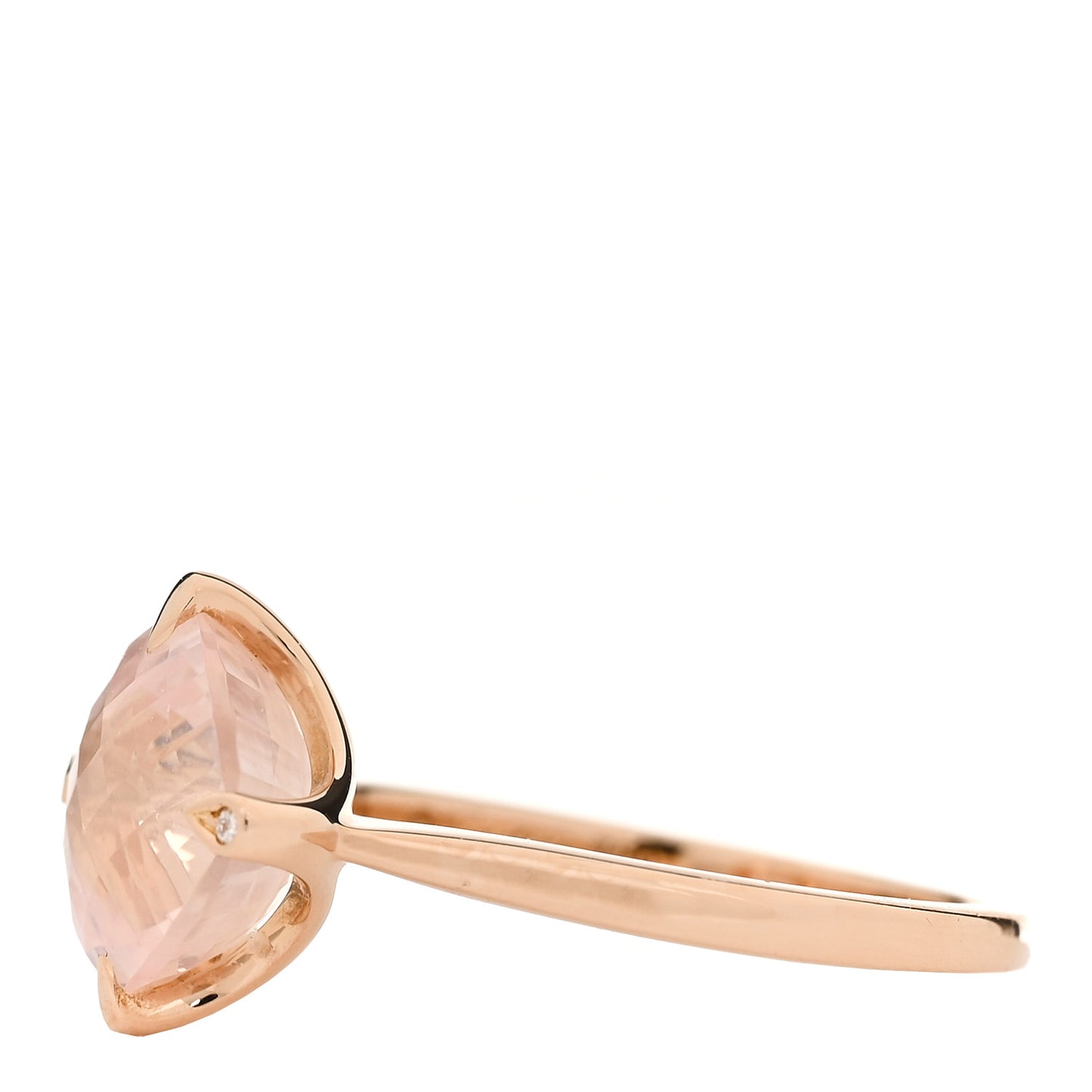 18K Pink Gold Diamond Rose Quartz Inde Mysterieuse Ring 54 6.75